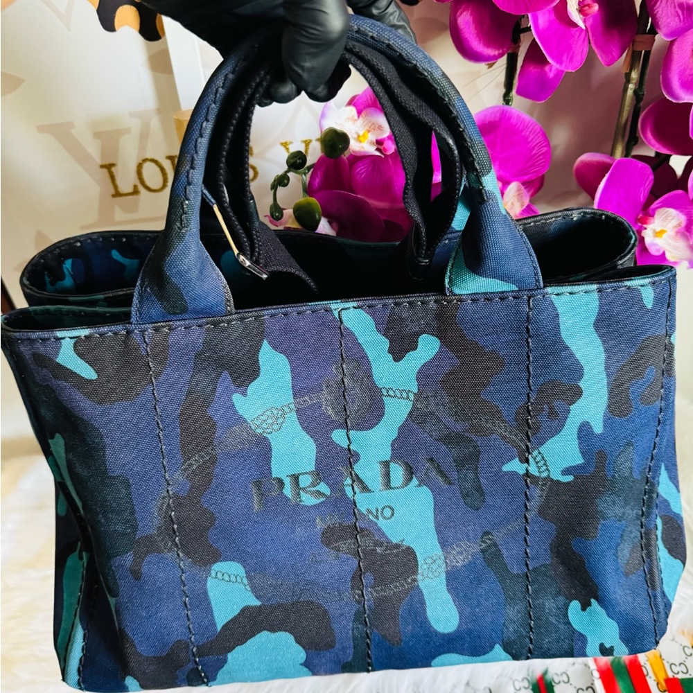 #030 Prada Camouflage Blue and Black and purple  with adjustable strap - Picture 10 of 16